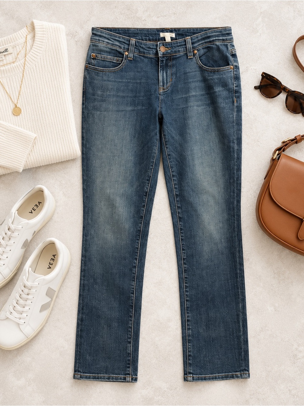 Eileen Fisher Slim Straight Ankle Jeans Medium Wash Size 4 EUC